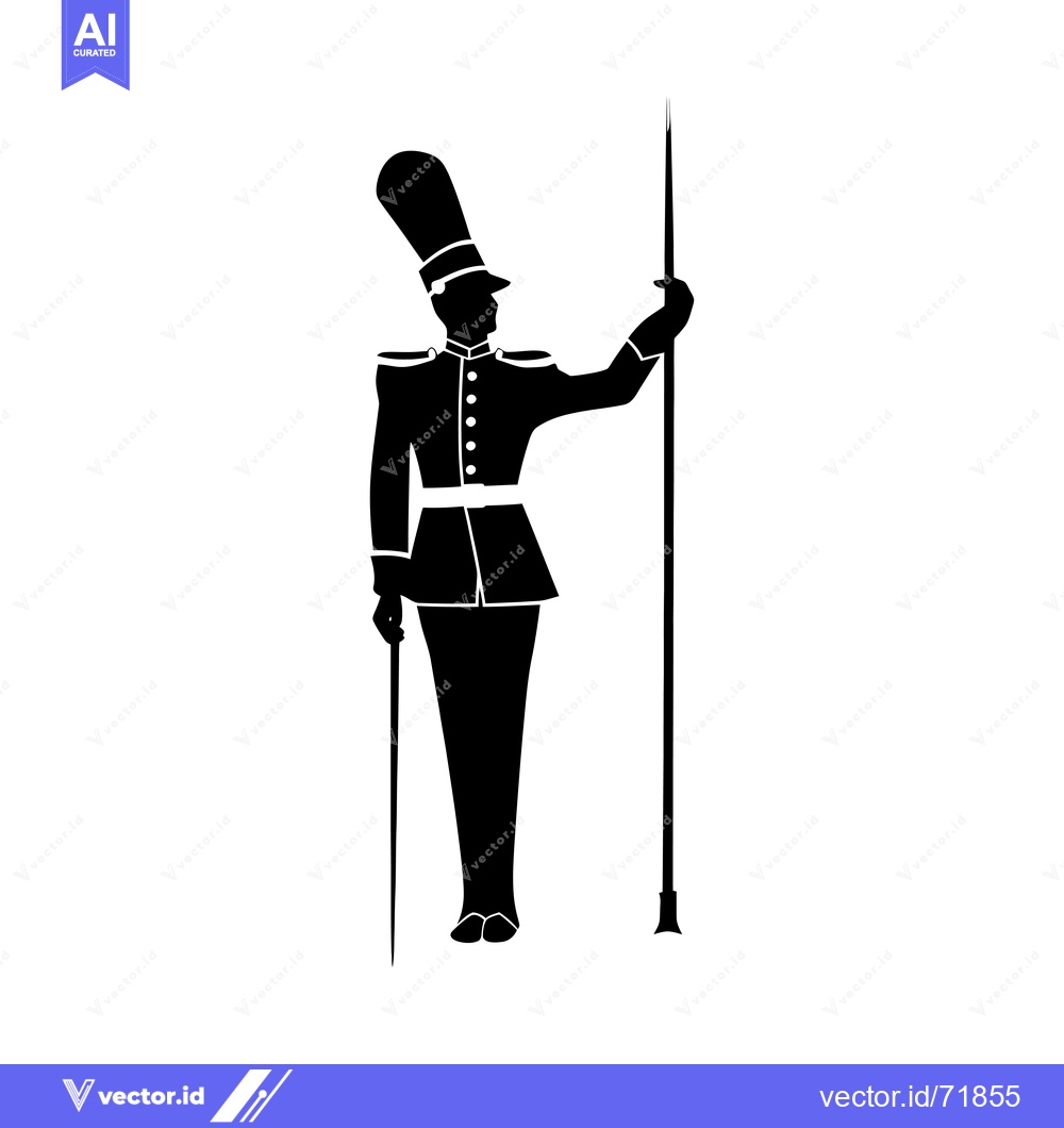 Premium Vector dari Silhouette of a Soldier Holding a Spear and a Staff