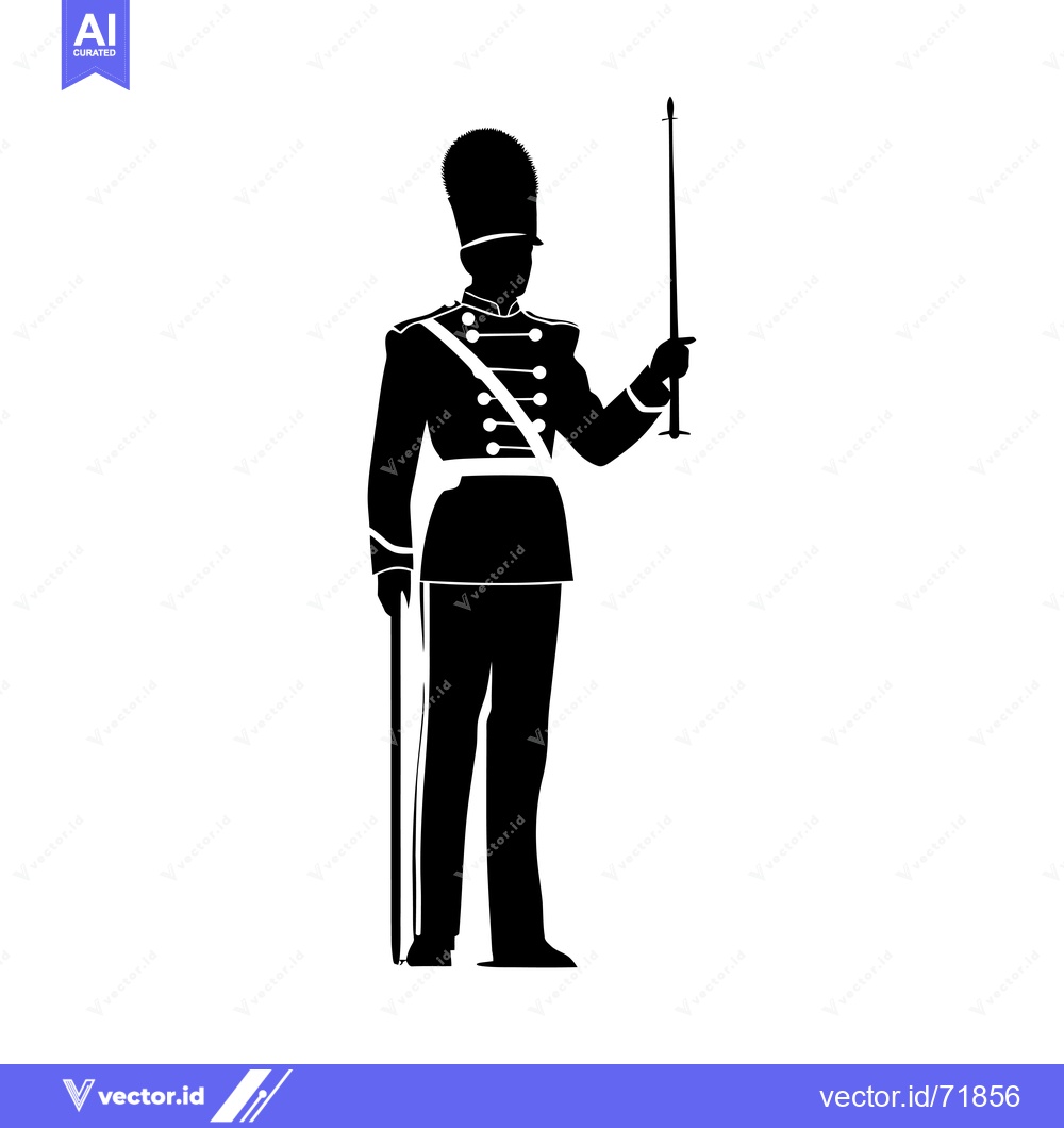 Premium Vector dari Silhouette of a Man in Military Uniform Holding a Staff