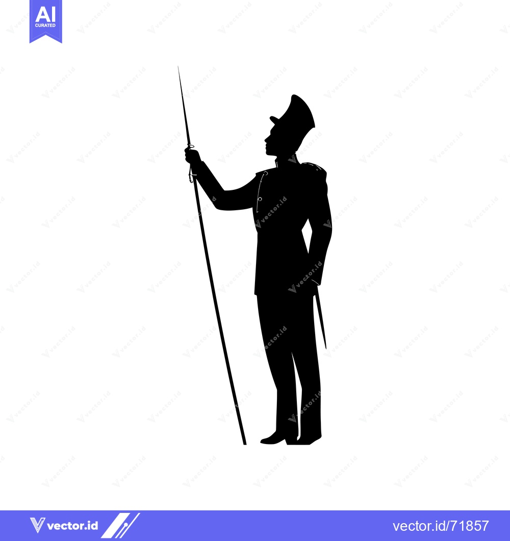 Premium Vector dari Silhouette of a man in a uniform holding a spear