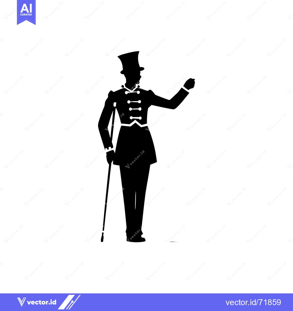 Premium Vector dari Silhouette of a Man in a Top Hat and Formal Attire Holding a Cane
