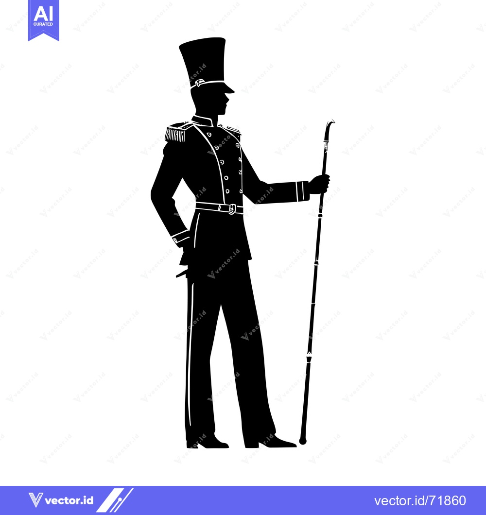 Premium Vector of Silhouette of a Man in Military Uniform Holding a Cane