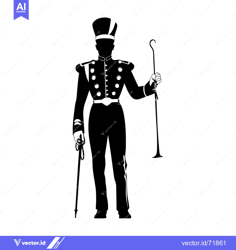 Premium Vector of Silhouette of a Man in a Formal Uniform Holding a Staff