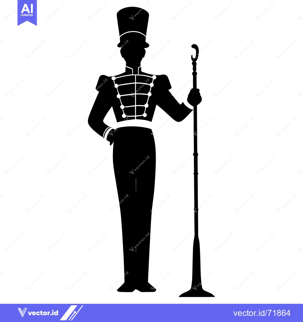 Premium Vector of Silhouette of a Soldier in Uniform Holding a Staff