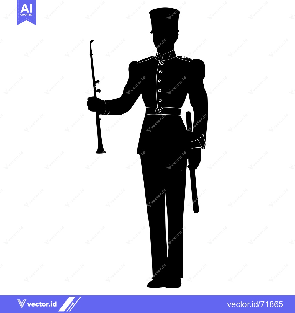 Premium Vector dari Silhouette of a military musician holding a bugle