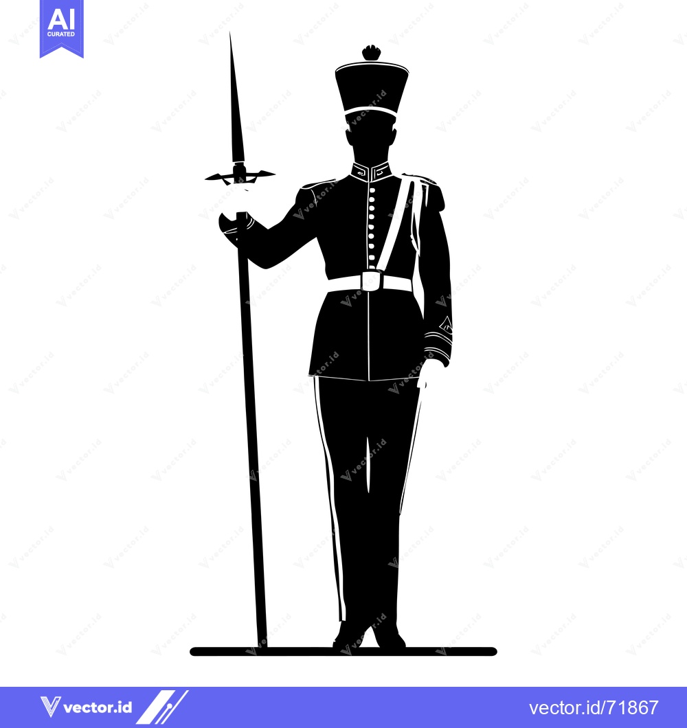 Premium Vector of Silhouette of a soldier holding a ceremonial spear