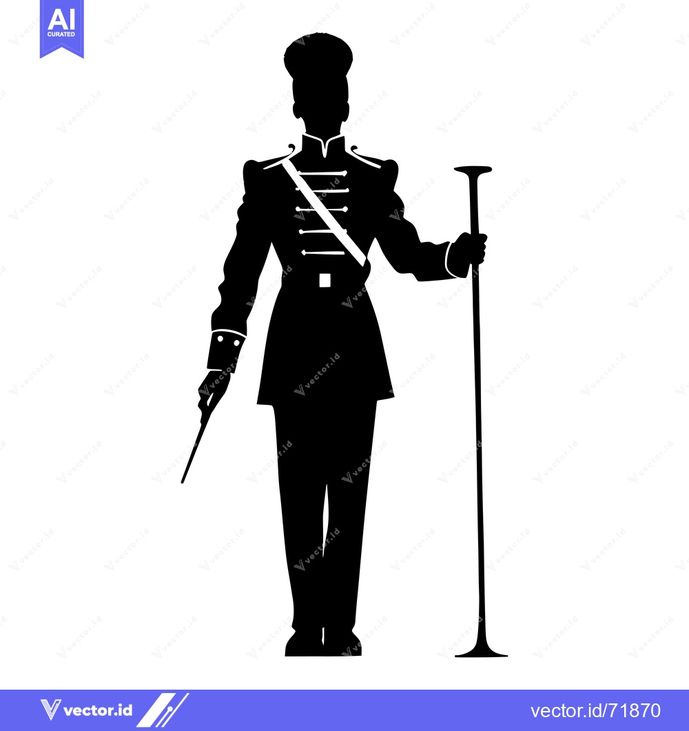 Premium Vector of Silhouette of a Man in a Military Uniform Holding a Staff