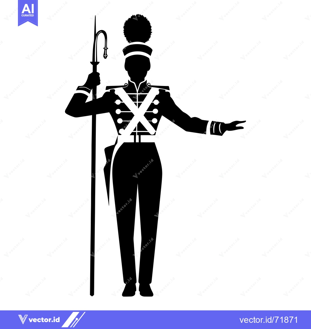Premium Vector of Silhouette of a Soldier Holding a Tall Staff