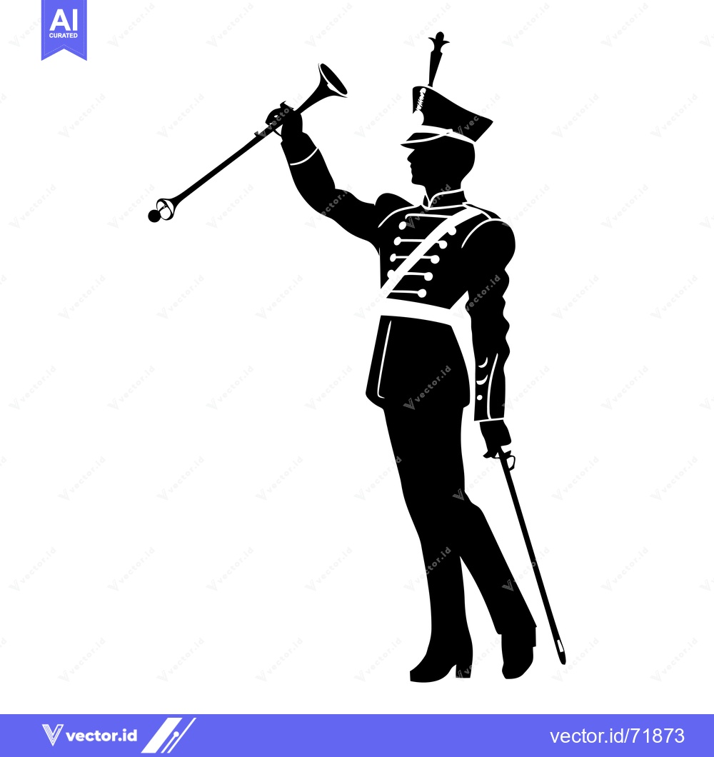 Premium Vector dari Silhouette of a Man in Military Uniform Playing a Bugle
