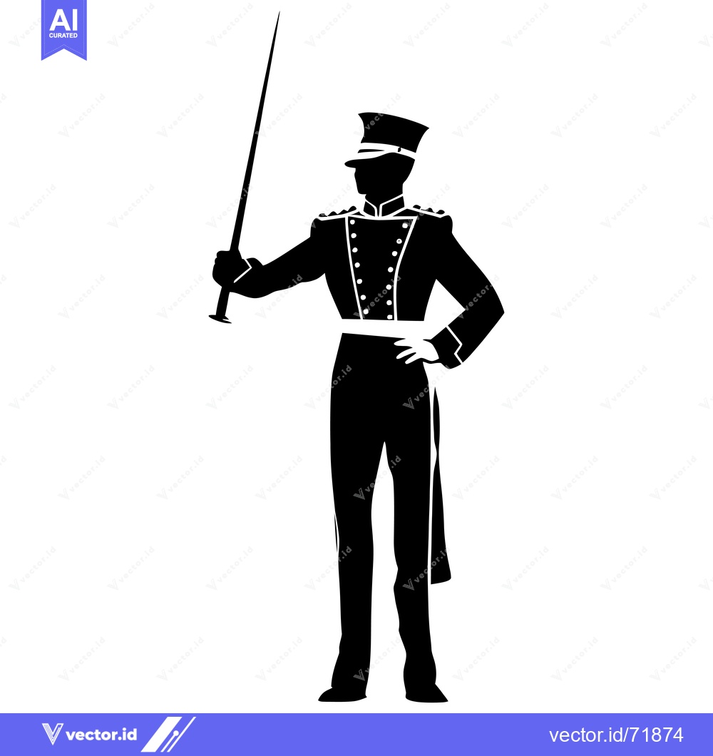 Premium Vector dari Silhouette of a Soldier Holding a Sword