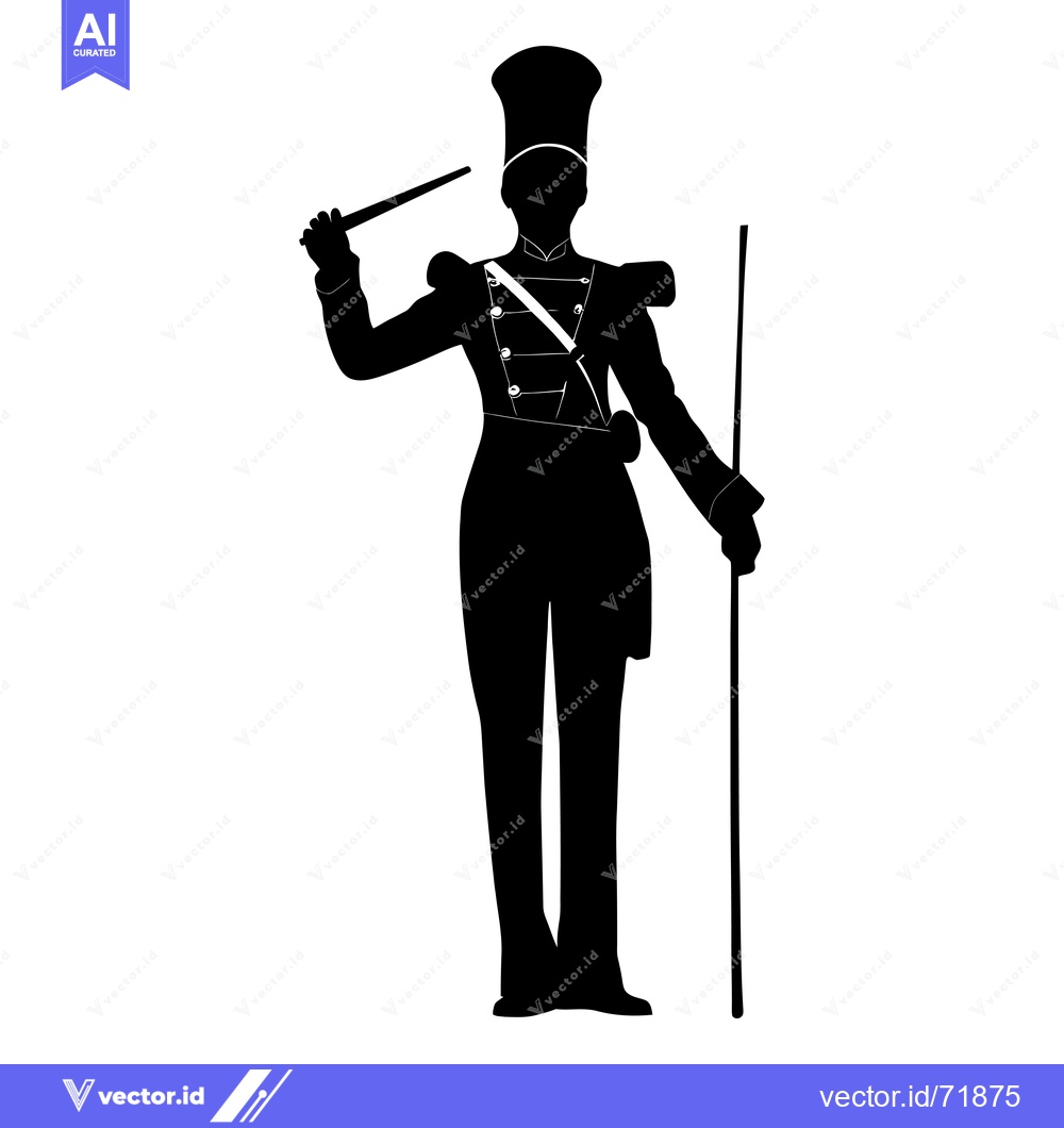 Premium Vector of Silhouette of a Marching Band Leader Holding a Baton