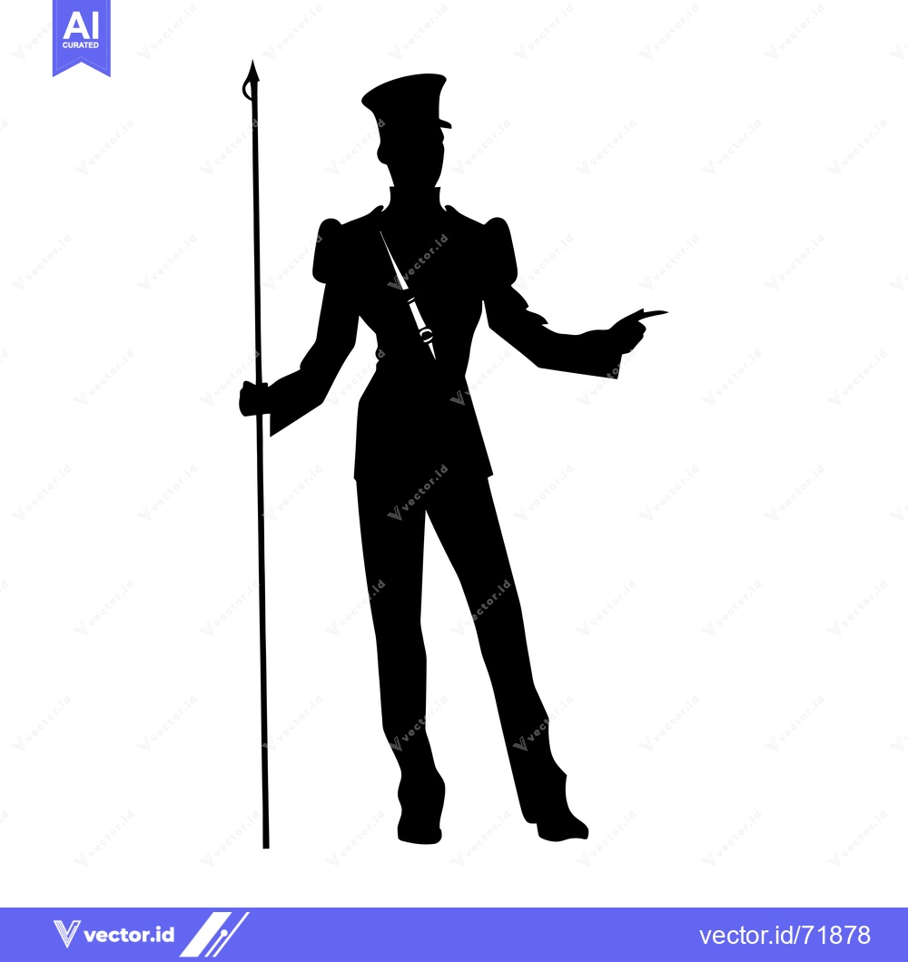 Premium Vector of Silhouette of a Military Officer Holding a Spear and Pointing