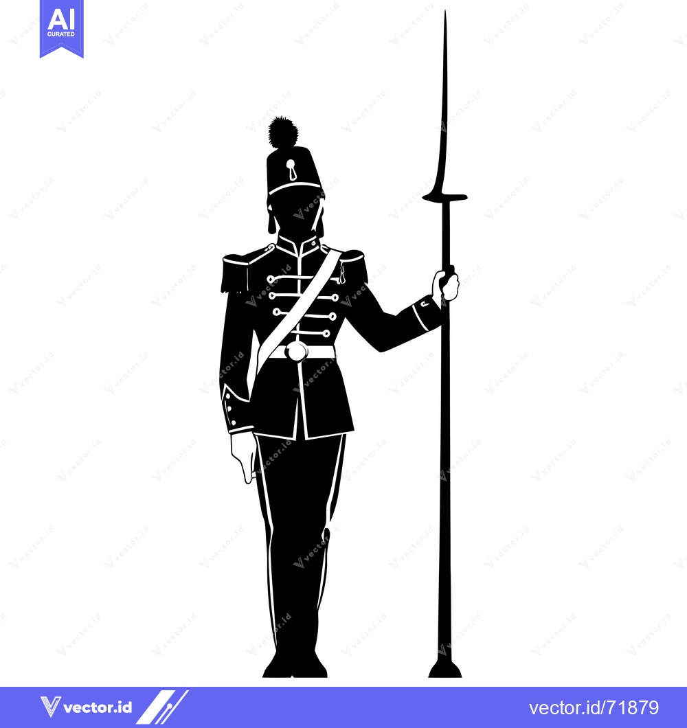 Premium Vector of Silhouette of a Soldier Holding a Spear