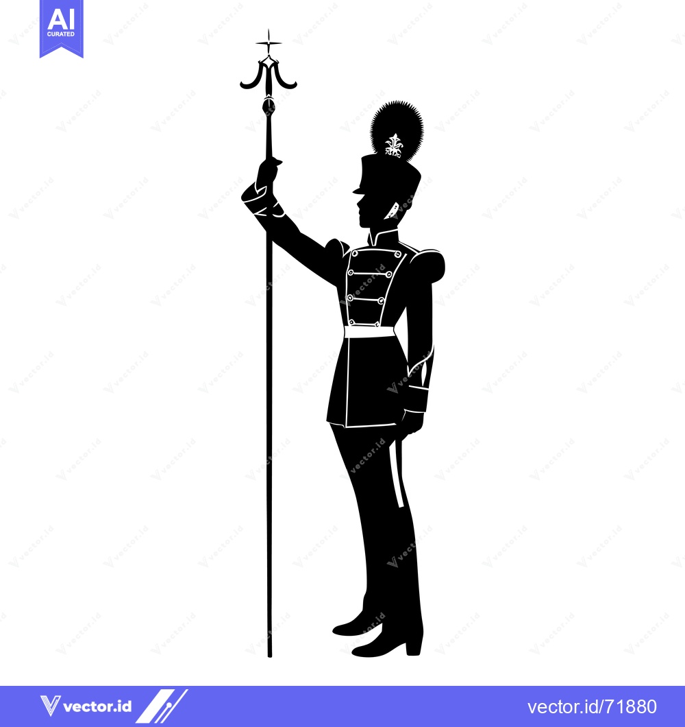 Premium Vector of Silhouette of a Man in Uniform Holding a Staff with a Star