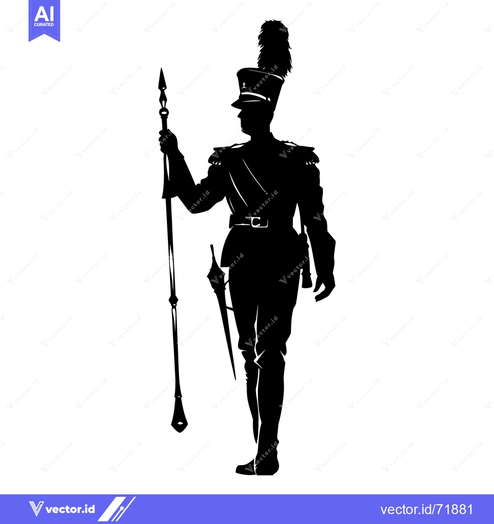 Premium Vector of Silhouette of a Man in Military Uniform Holding a Spear