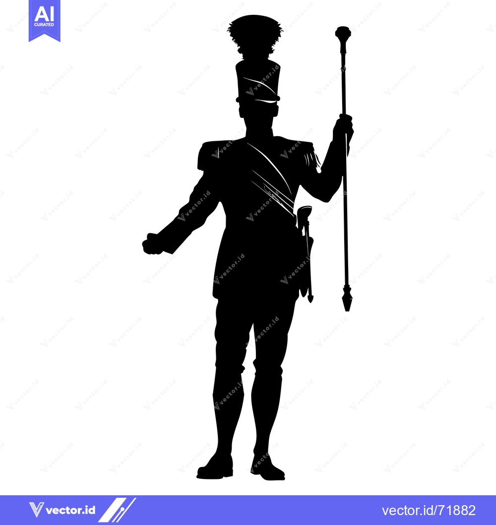 Premium Vector of Silhouette of a Drum Major Holding a Baton