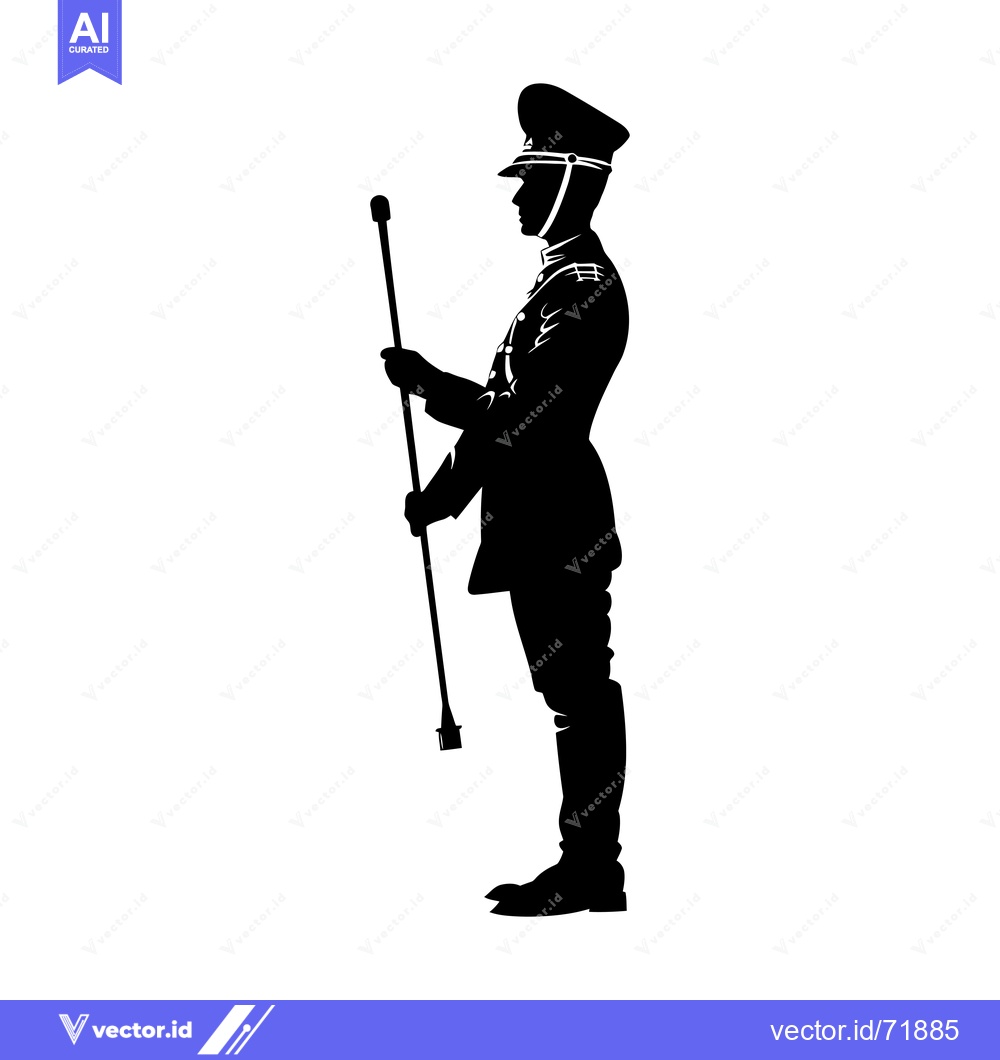 Premium Vector dari Silhouette of a Military Officer Holding a Staff
