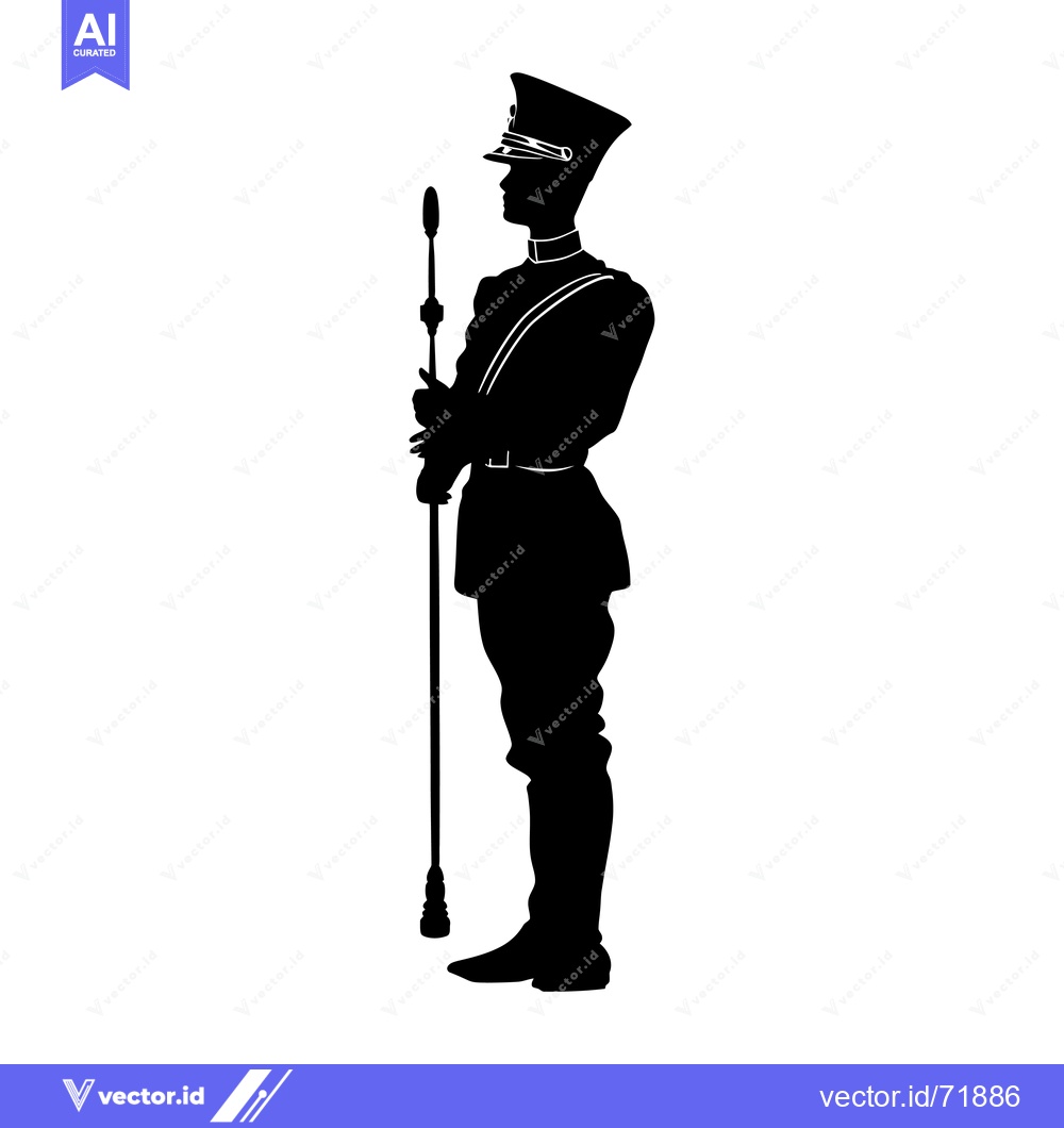 Premium Vector of Silhouette of a Military Officer Holding a Staff