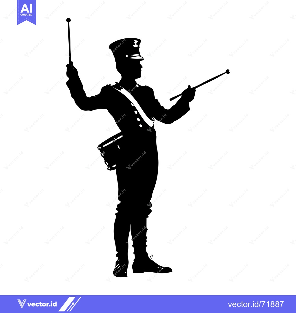 Premium Vector dari Silhouette of a Male Drummer Holding Drumsticks