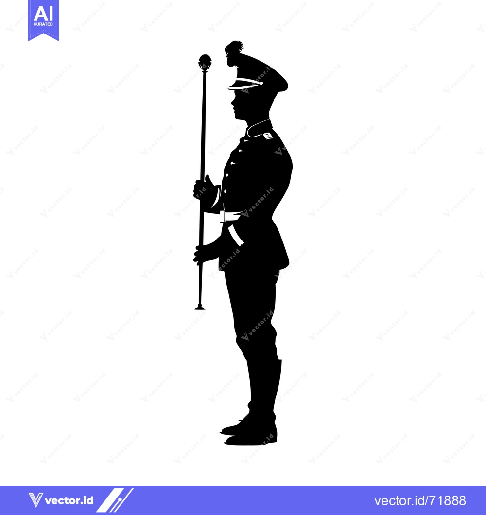 Premium Vector dari Silhouette of a Military Officer Holding a Staff