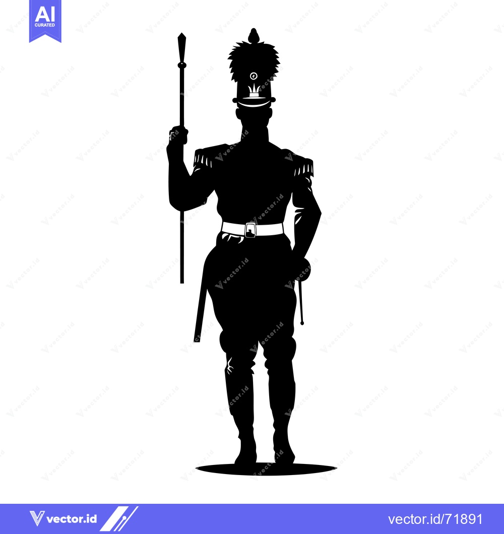 Premium Vector of Silhouette of a Man in a Military Uniform Holding a Spear