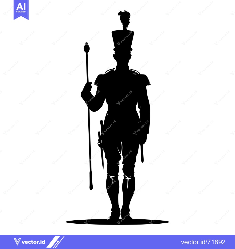 Premium Vector dari Silhouette of a Drum Major in Uniform Holding a Baton