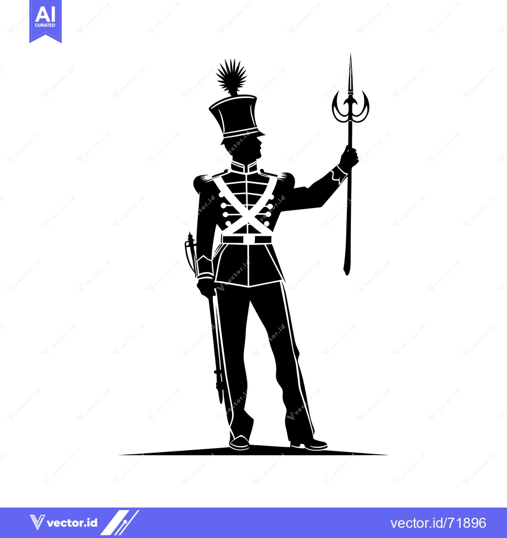 Premium Vector of Silhouette of a Soldier Holding a Spear and a Rifle