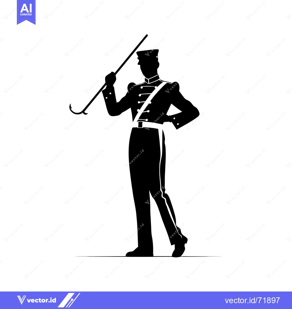 Premium Vector dari Silhouette of a Man in a Military Uniform Holding a Cane