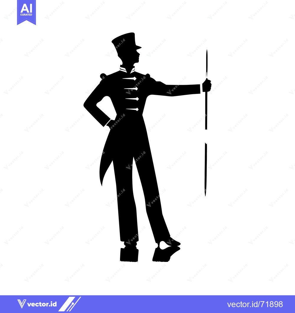 Premium Vector of Silhouette of a man in uniform holding a staff