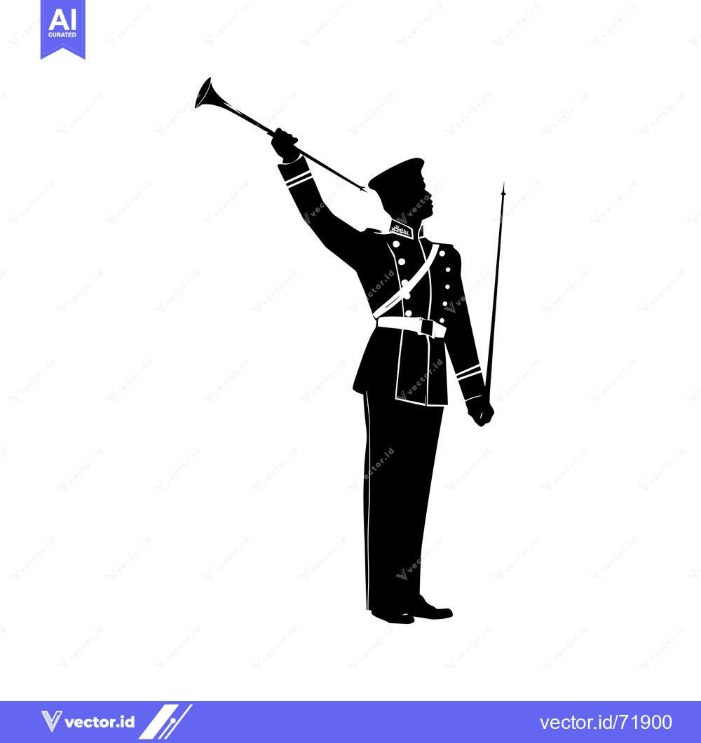 Premium Vector of Silhouette of a military bugler playing a trumpet