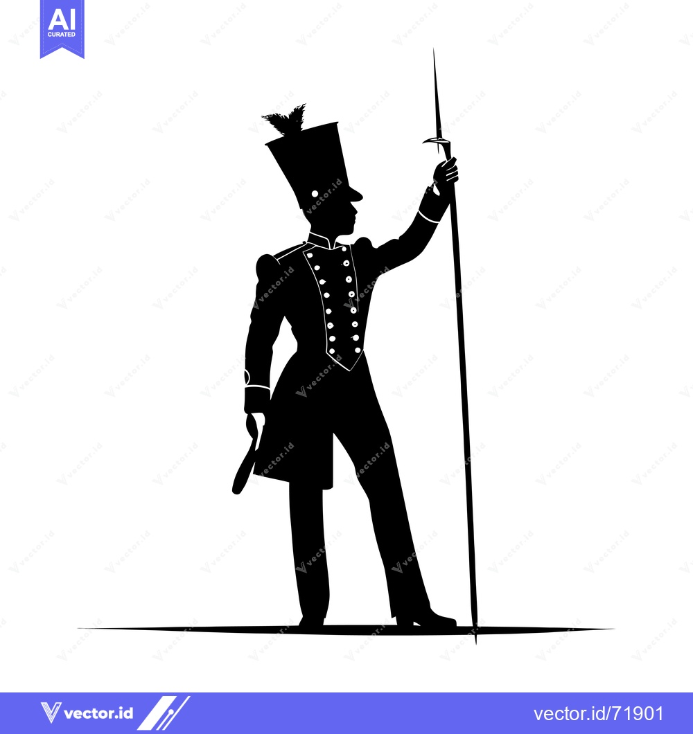 Premium Vector of Silhouette of a Man in Uniform Holding a Spear