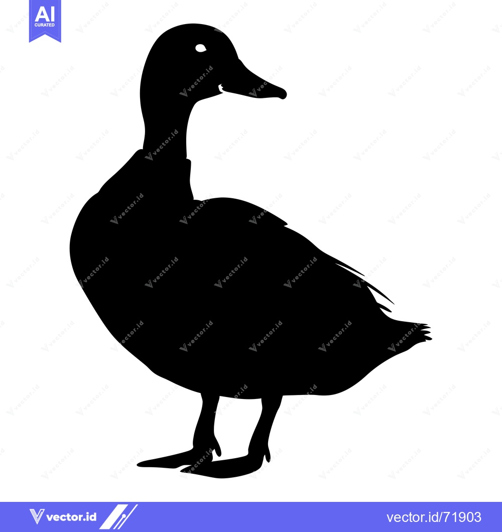 Premium Vector dari Black and White Silhouette of a Duck Standing