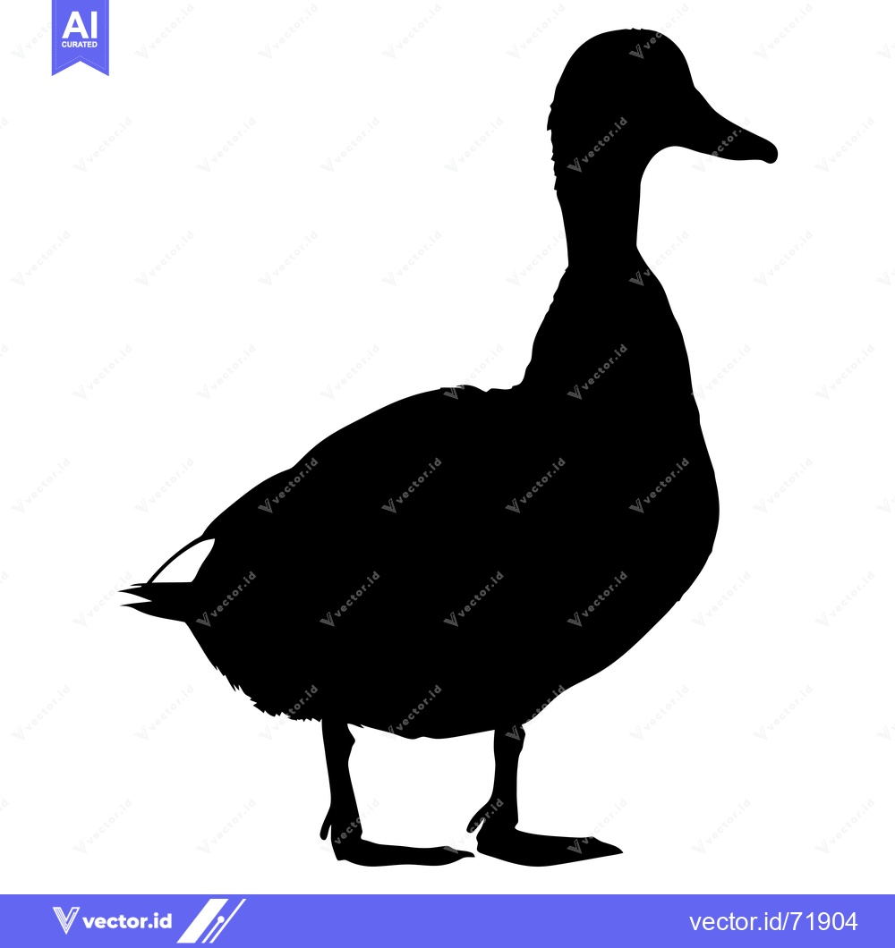 Premium Vector of Silhouette of a Duck Standing on a White Background