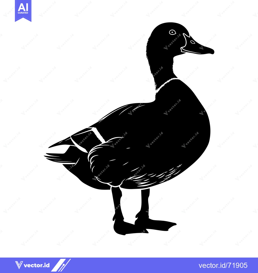 Premium Vector dari Silhouette of a Standing Duck with Detailed Feathers