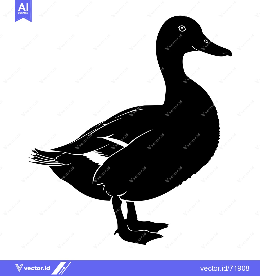 Premium Vector dari Black and White Silhouette of a Duck