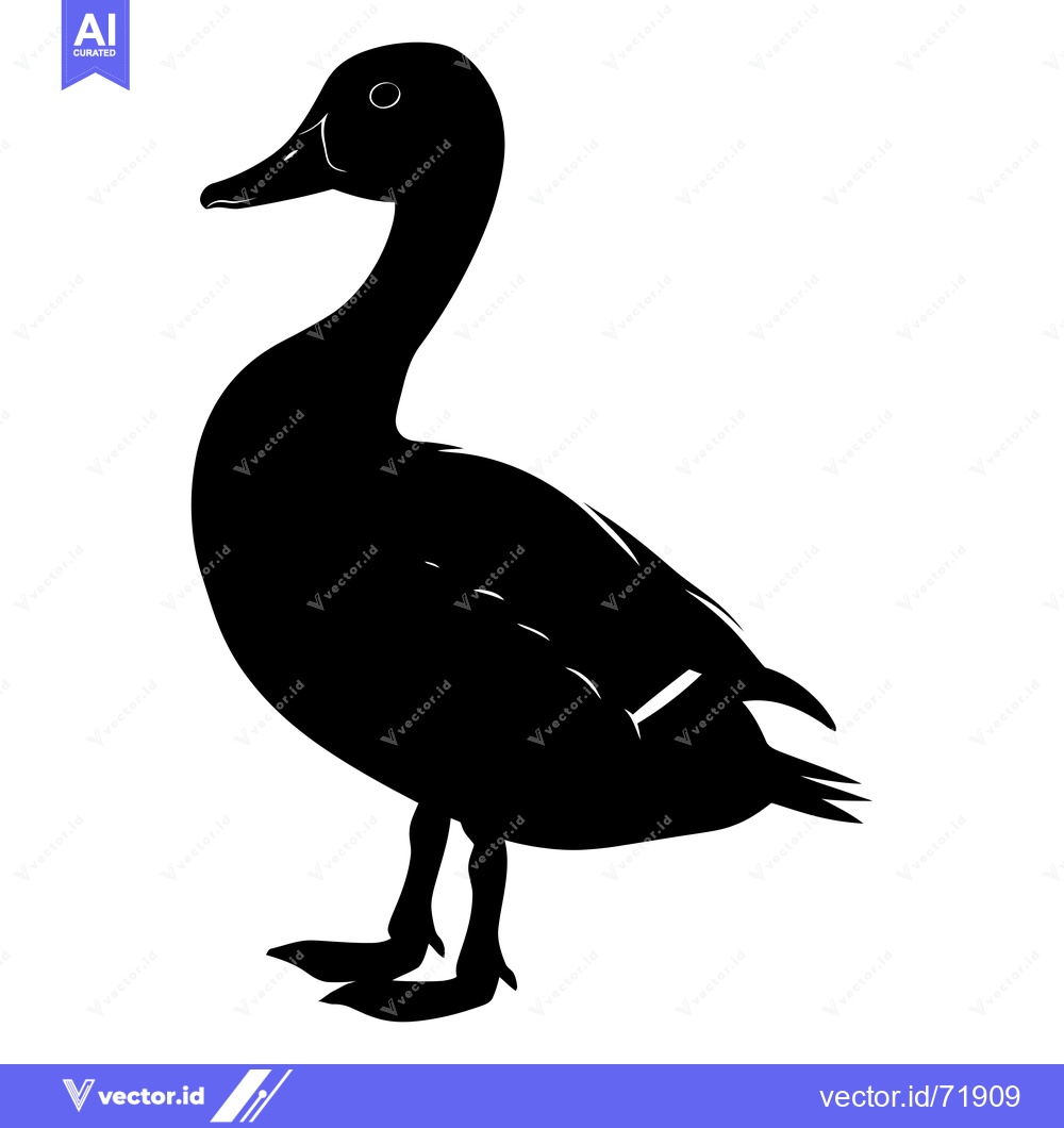Premium Vector dari Black and White Silhouette of a Duck Standing on One Leg