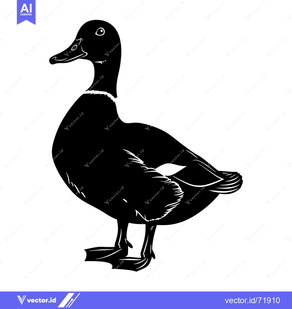 Premium Vector of Black and White Silhouette of a Duck