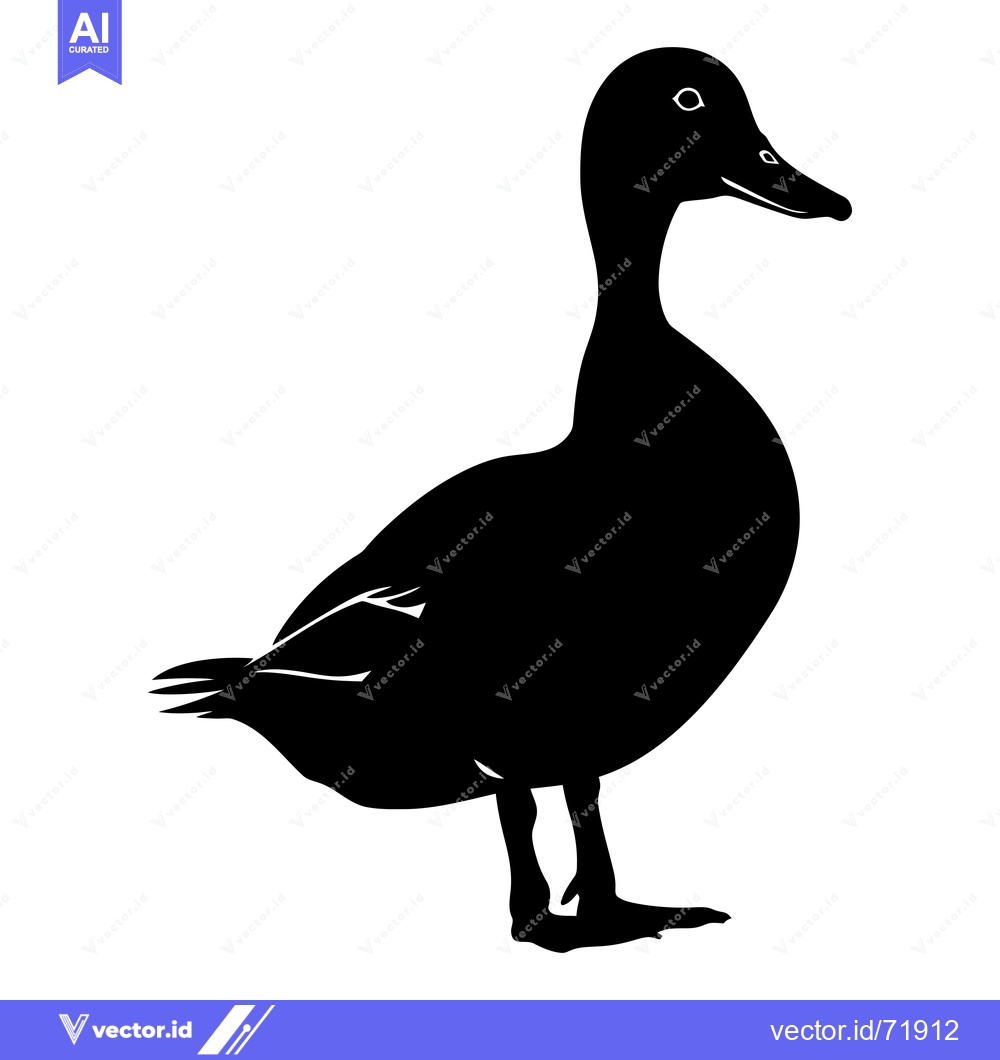 Premium Vector dari Black and White Silhouette of a Duck Standing