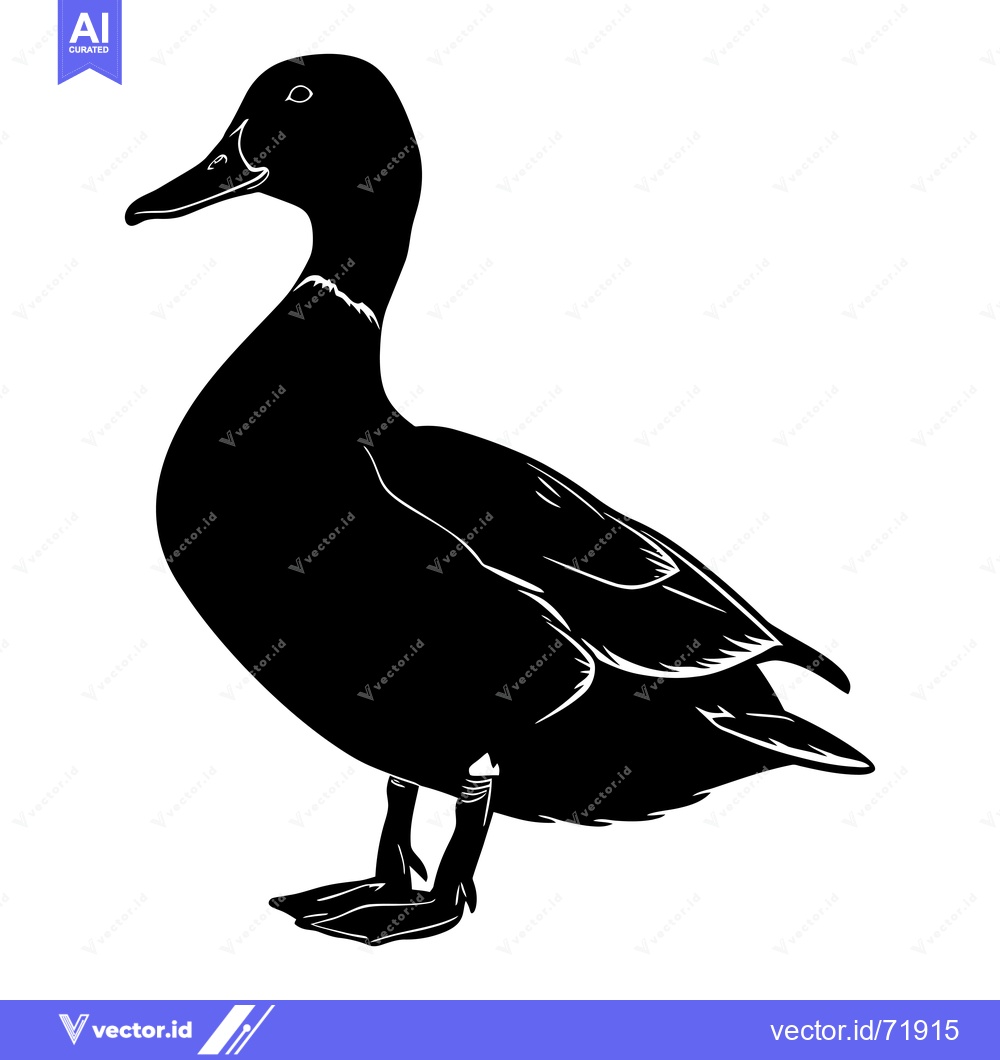 Premium Vector dari Black and White Silhouette of a Duck in Profile