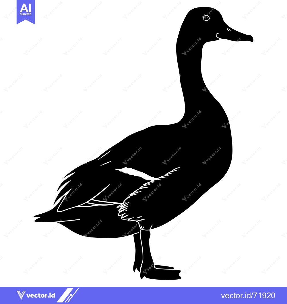 Premium Vector of Black and White Silhouette of a Duck