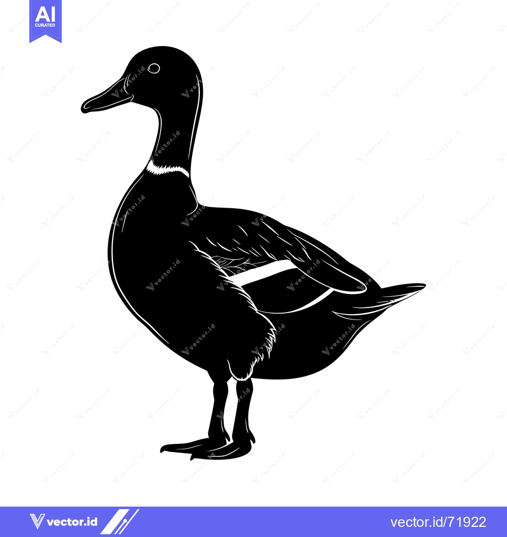 Premium Vector dari Black and White Silhouette of a Duck