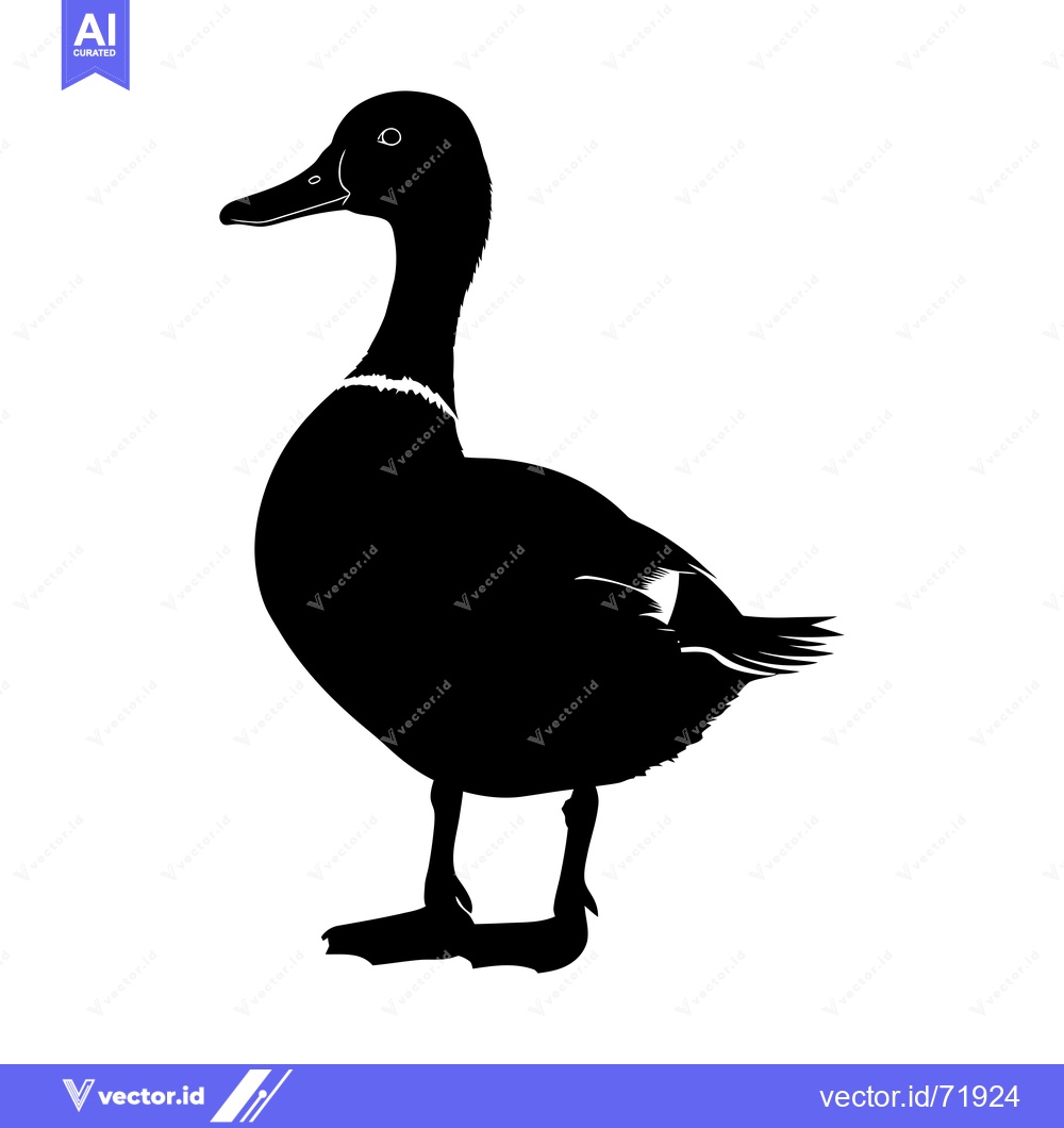 Premium Vector of Black and white silhouette of a duck standing