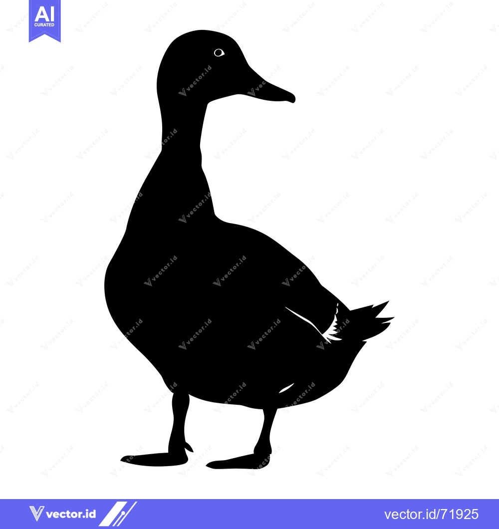 Premium Vector of Black and White Silhouette of a Duck Standing on Two Legs