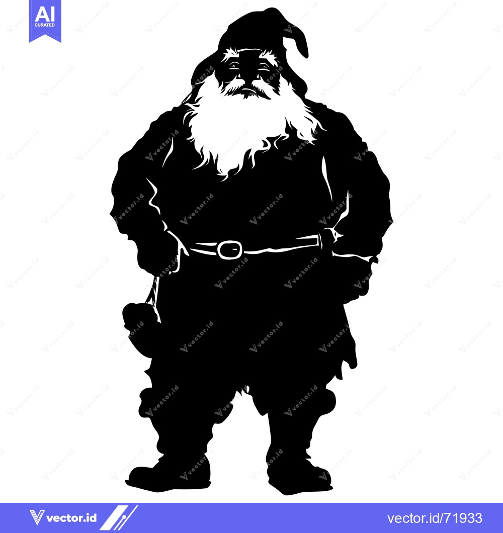 Premium Vector dari Silhouette of a Standing Santa Claus with a Beard and Hat
