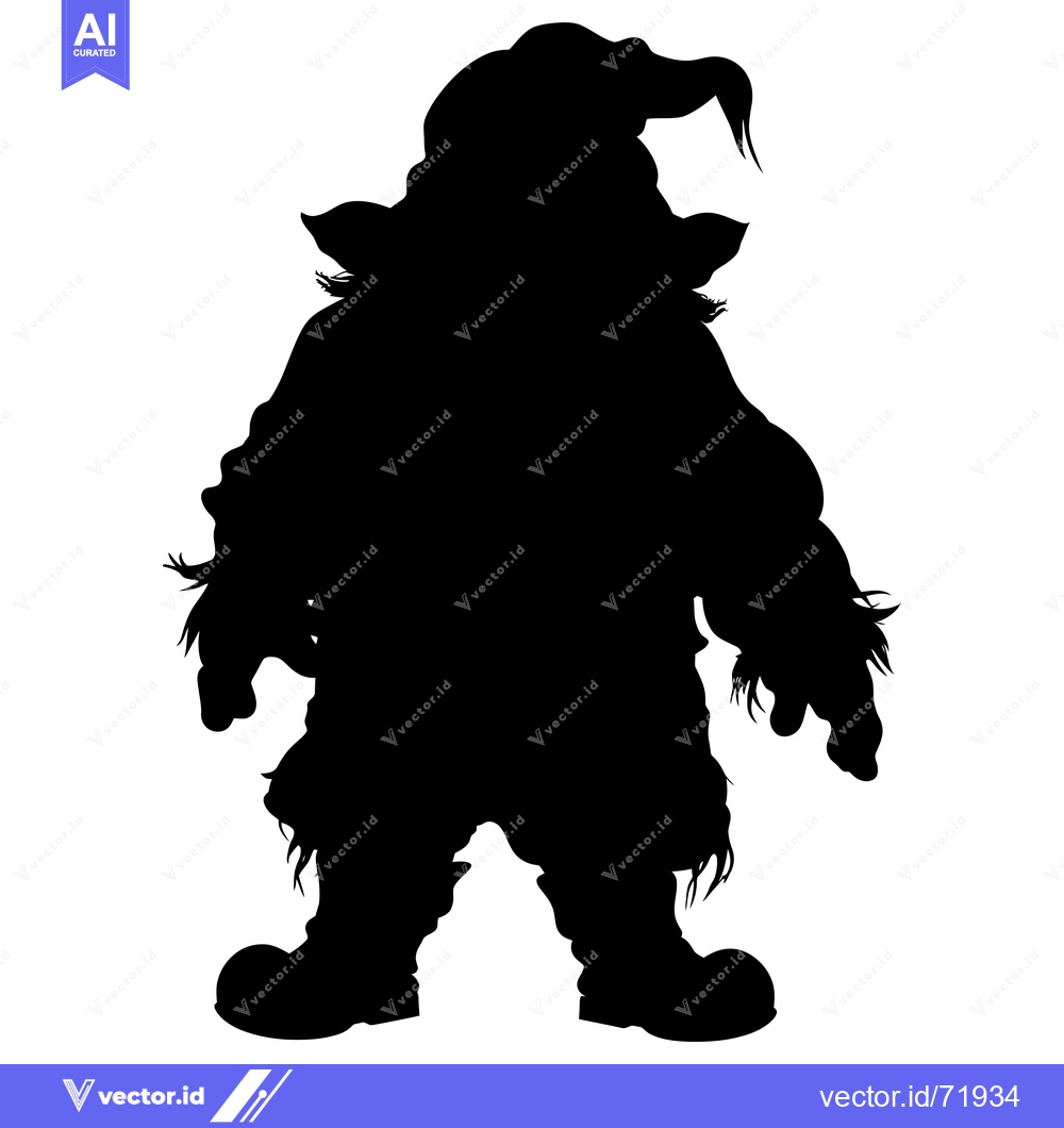 Premium Vector of Silhouette of a Fuzzy, Pointed-Hatted Gnome