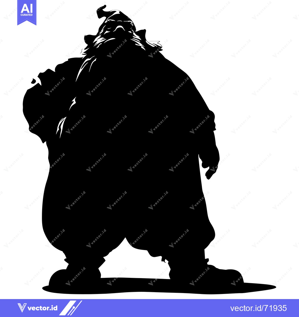 Premium Vector of Silhouette of a large bearded man wearing a hat and glasses