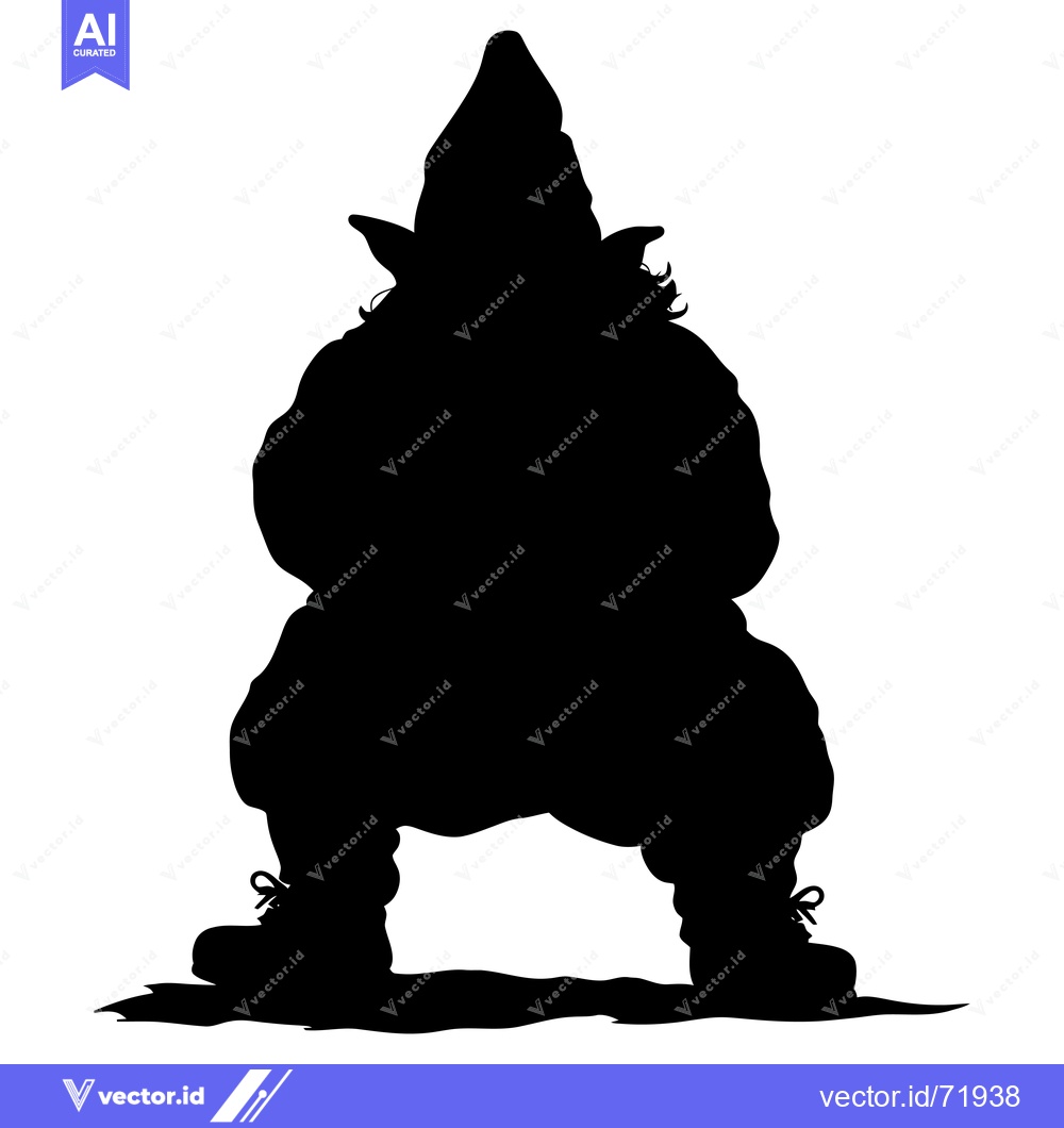 Premium Vector dari Silhouette of a Gnome Sitting with a Pointed Hat