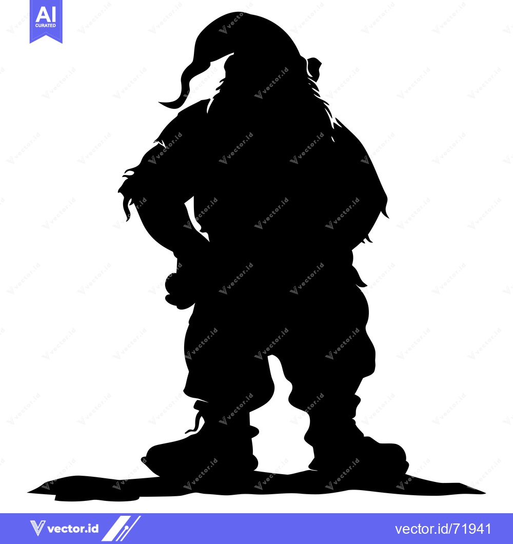 Premium Vector dari Silhouette of a Standing Dwarf with a Pointed Hat