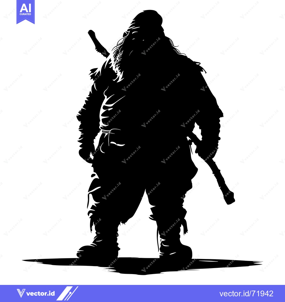 Premium Vector of Silhouette of a Bearded Warrior with Swords