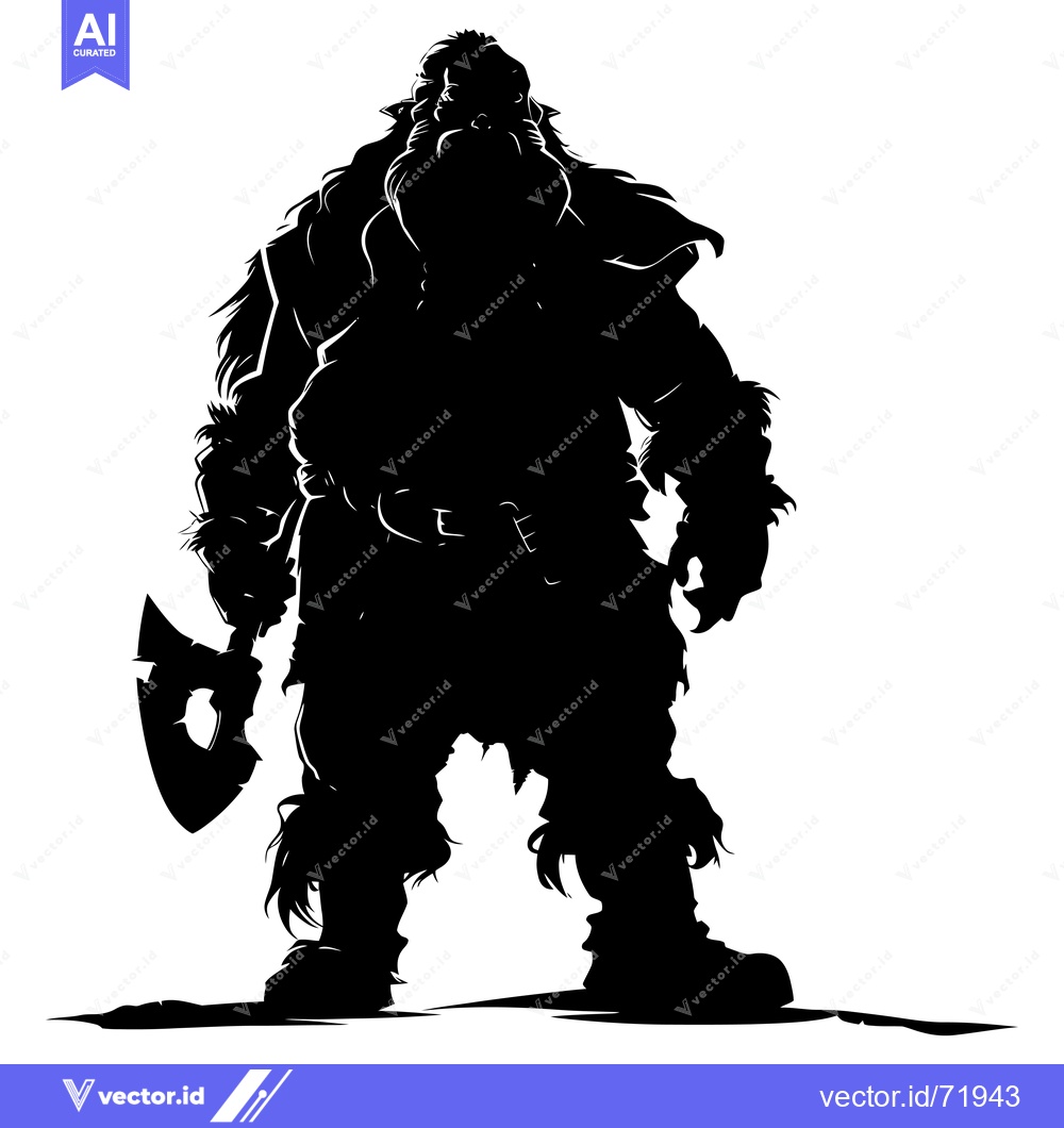 Premium Vector dari Silhouette of a Barbarian Holding an Axe