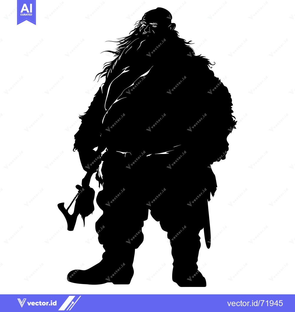 Premium Vector of Silhouette of a Bearded Man Holding an Axe